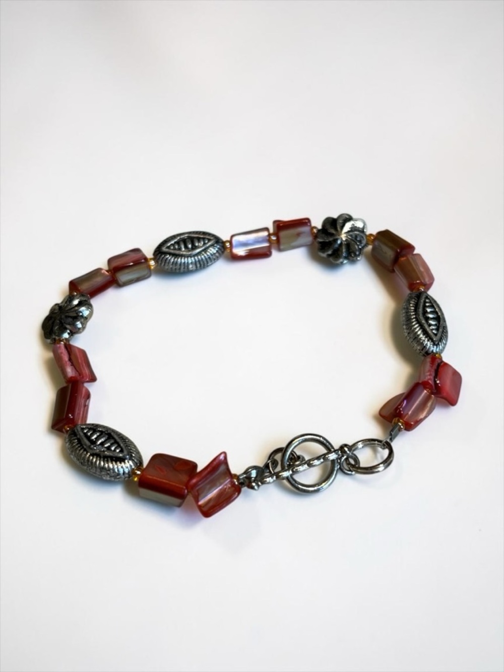 🍭5 for $20🍭 Red Dyed Mother Of Pearl Toggle Clasp Bracelet CC